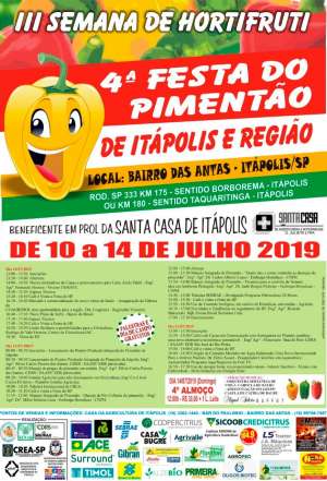 Começa dia 10 de julho a 4ª Festa do Pimentão de Itápolis